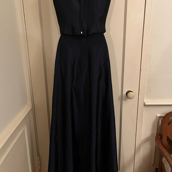 Vintage Michaelangelo Navy Two-Piece Corset Top Maxi Skirt Set - Picture 6 of 11